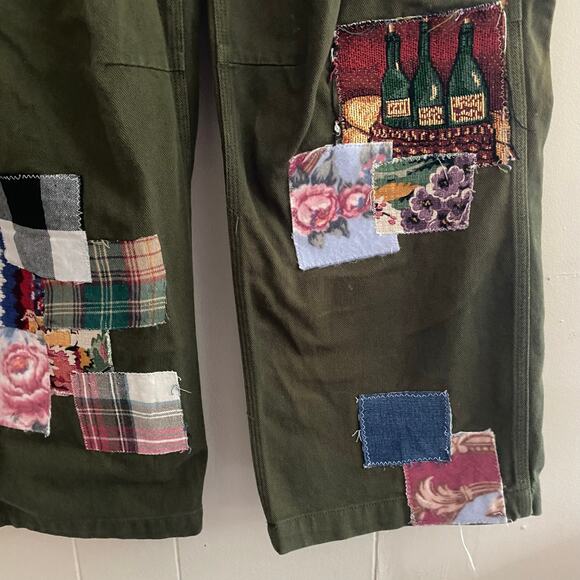 TNA Aritzia Green Straight Leg Cargo Patchwork Pants High Rise Reworked Women 0 - Picture 6 of 12